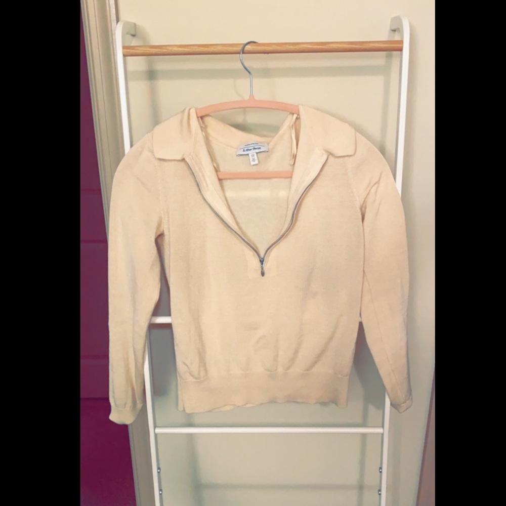 Other Stories Cream Half Zip Sweater